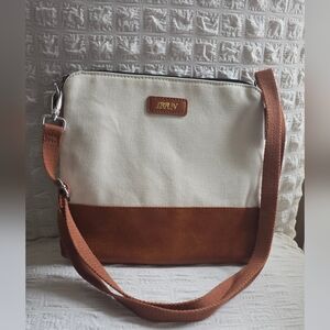 Cream and Brown Crossbody Bag